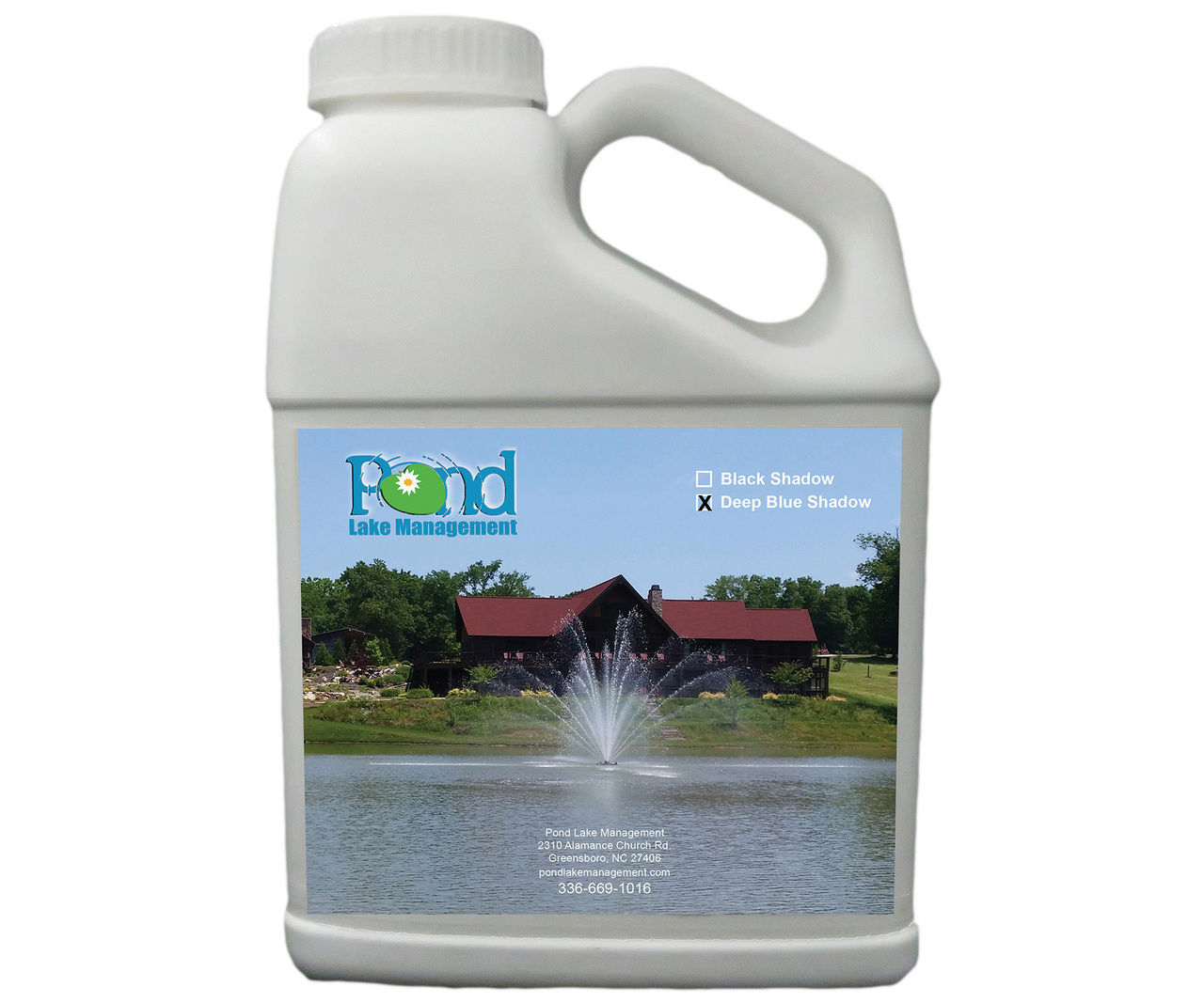 Deep Blue Shadow  pond dye tints the water a pleasing dark color, beautifying cloudy water. For use in lakes, ponds and decorative water features with little or no outflow.