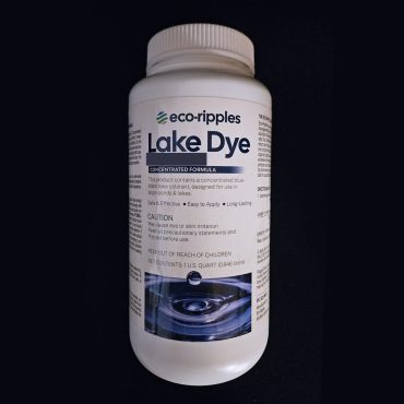 Eco-Ripples pond dye tints the water a pleasing dark color, beautifying cloudy water.  For use in lakes, ponds, and decorative water features with little or no outflow.   Quart bottle, follow label directions for volume coverage.