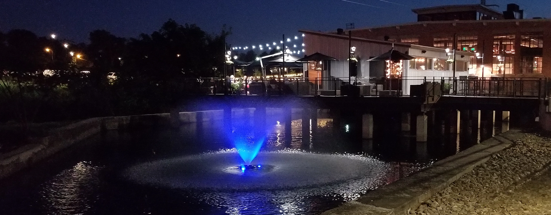 Colored Pond Fountain Lighting