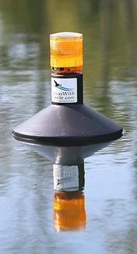 Away with Geese unit installed in a pond