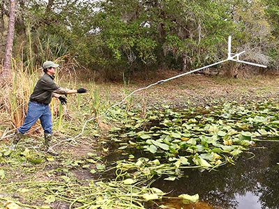 Weed Razor on a rope to extend the use